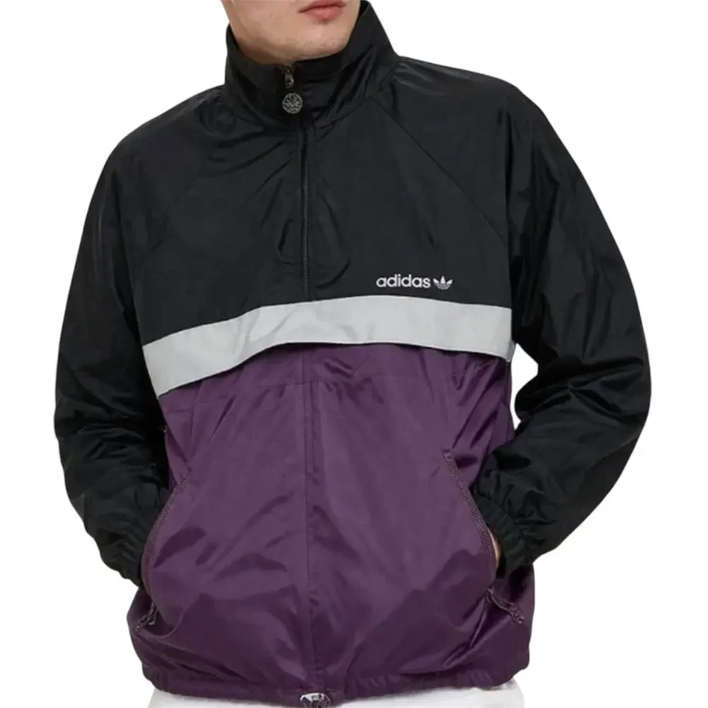 Vintage Adidas Windbreaker 80s 1/2 Zip Track Jacket Hidden Hood 100% Nylon Small